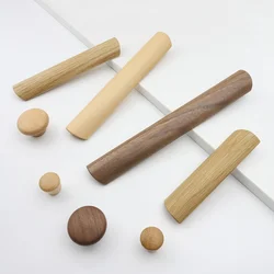 Natural Wood Furniture Handles Kitchen Door Knobs Cabinets Pulls Beech Wooden Handles for Cabinet and Drawers Furniture Hardware