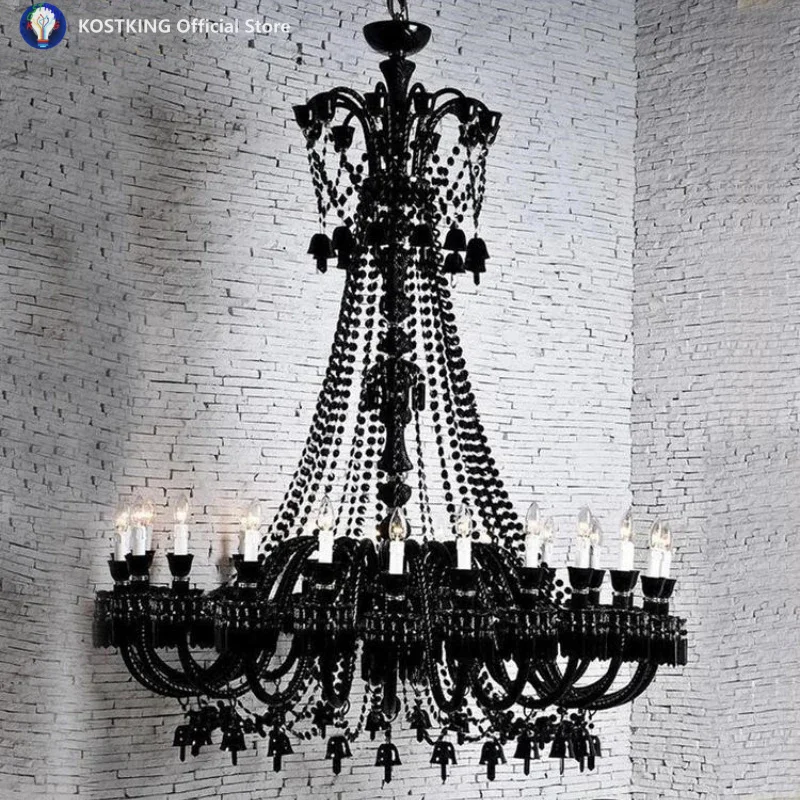 

New Luxury Black Crystal Chandelier Lighting Villa Hotel Chandeliers Luxurious Living Room Dining Room Lamp Household Light