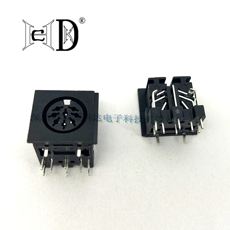 5 Pcs Female Din Connector Receptacle 2 3 4 5 6 7 8 9 13 Pin Circular Connector Right Angle PCB Solder Sockets Tin DIN-801