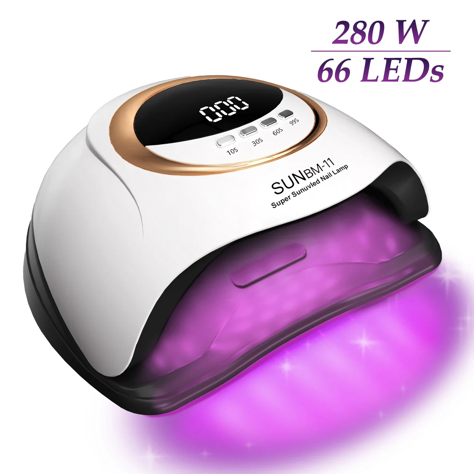 UV LEDネイルランプ,マニキュアドライヤー,キャビン,280W, 66 LED,4タイマー設定