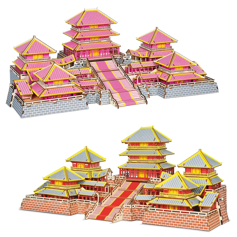 EPang Palace 3D Wooden Puzzle Jigsaw Chinese History Building House Model DIY Kids Educational Toys For Children Adult Gift