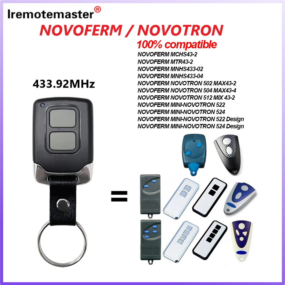 

For NOVOFERM NOVOTRON 502 MAX43-2 504 MAX43-4 512 522 Garage Door Remote Control 433MHz MTR43-2 MCHS43-2 MNHS433-02 MNHS433-04