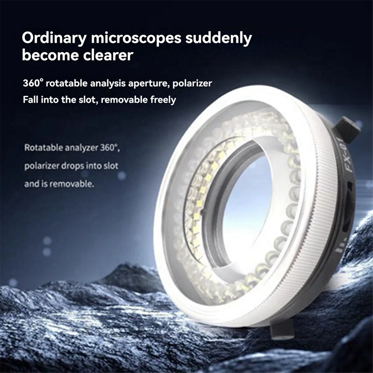 HHTL Polarized LED Ring Light Source Anti Glare 35pcs DIP/SMD LED Beads Double Polarizer Lens Microscope Lamp