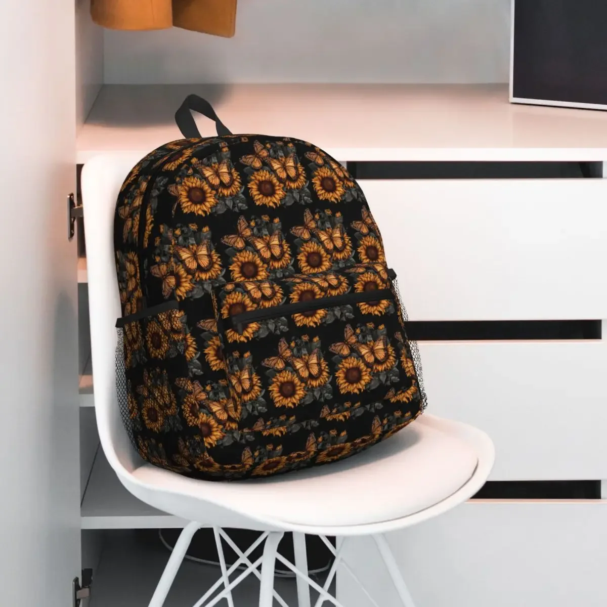 Sunflower And Butterfly Photo Student Backpack School Bag Hiking Travel Daypack for Boys Girls Fashion Bookbag Shoulder Bags