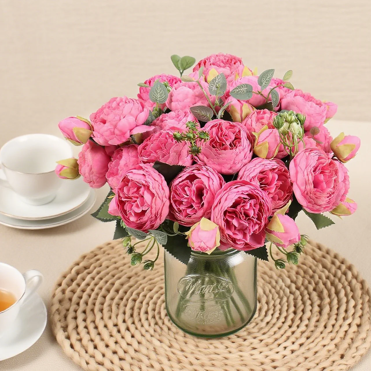 Bunga Buatan Buket Pengantin Peony Sutra Aksesori Dekorasi Ruangan Rumah Karangan Bunga Pernikahan Pesta Scrapbook Tanaman Palsu Diy Hadiah Prop