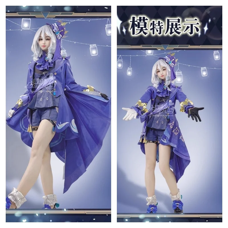 Furina Cosplay fantasia com chapéu para mulher