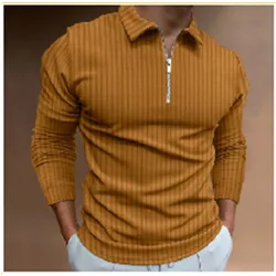 2024 New Autumn Men's Long Sleeve ZipperSquare   Neck T-shirt Slim Fit POLO Shirt.   T-shirt Men's Top