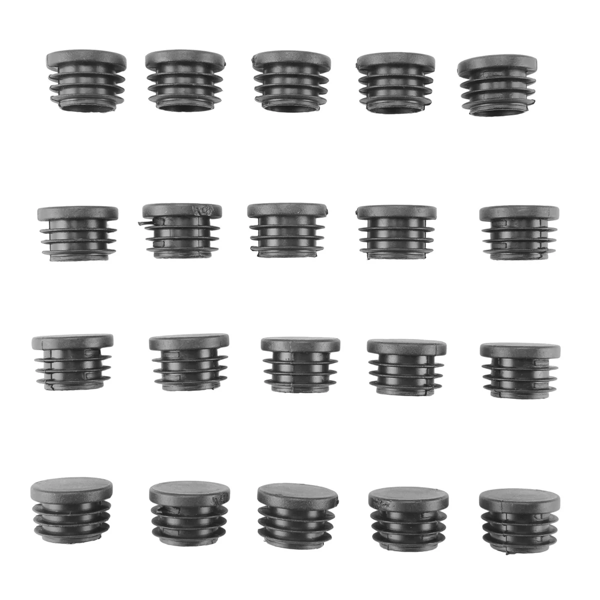 20 Pcs Black Plastic 25mm Dia Blanking End Caps Round Tube Insert