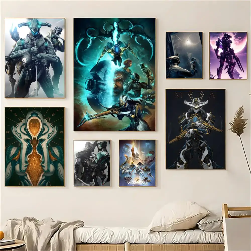 Warframe Game ARPG Sci Fi Poster Self-adhesive Decal Living Room Bedroom Party Bar Decor Moisture-proof Fade-resistant