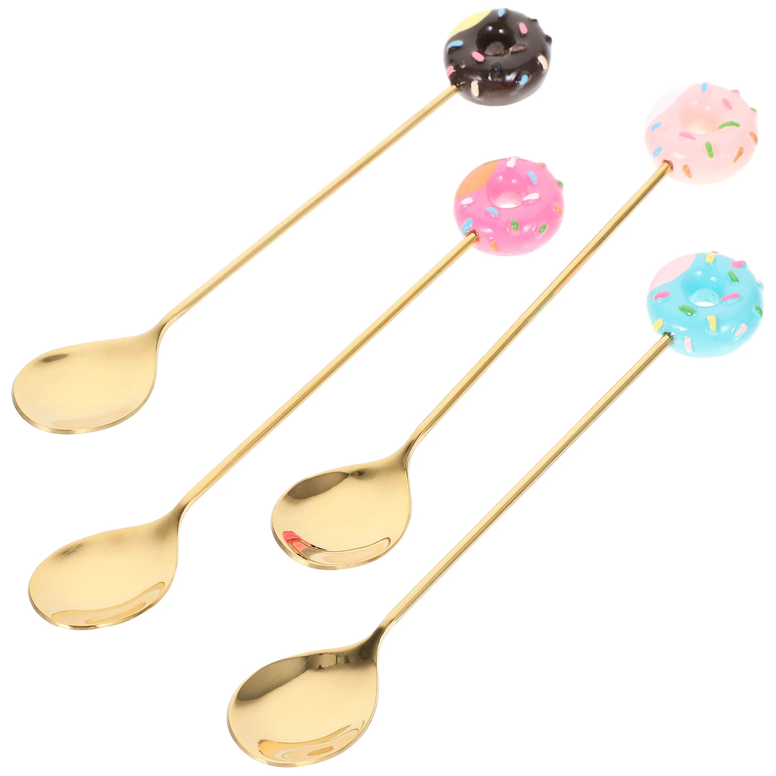 

4pcs Spoon Set Stainless Steel Dessert Coffee Ice Cream Spoon Ice Cream Spoons Long Handle Mixing Portable Child