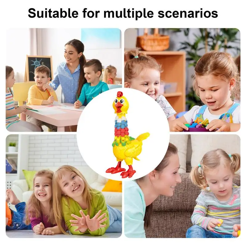 Air Dry Clay For Kids Colorful Clay Filling Chicken Toy Figure Simulate Egg-laying Hen Model Game Fun Feather Filling Hen Model