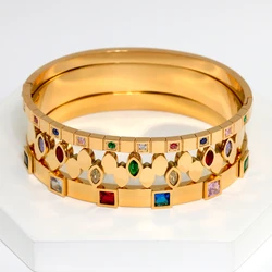 Fashion Waterproof Stainless Steel Colored Zircon Bracelet For Women Daily Wear Birthday Parties Wedding Jewelry Gifts