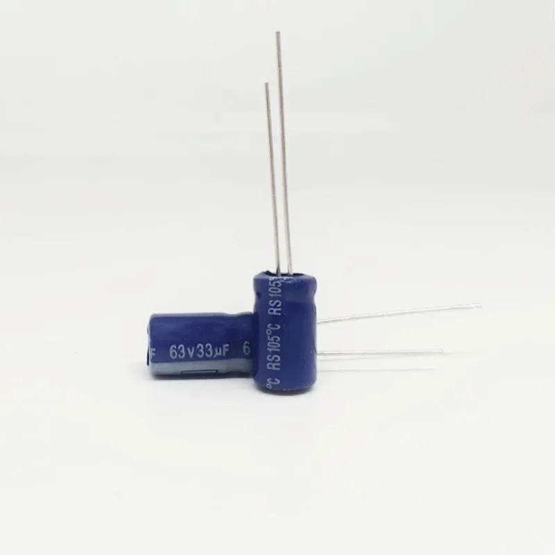 Capacitor eletrolítico de alumínio, série 8x11.5mm, 63V, 33uF, 63V33UF, alta qualidade, 10pcs, 100pcs