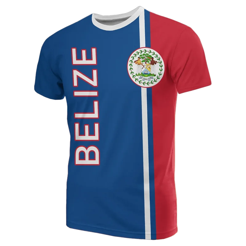 Belize Flag 3D Printed T Shirt For Men Outdoor Sports Short Sleeve T-shirt Tracksuits Outwear Summer Oversized Tee Shirts