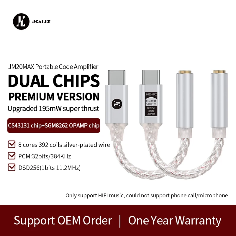 Bild 4: JCALLY JM20MAX Dual-Chip Tragbarer USB-C DAC-Verstärker-Adapter ​ Totale Ruhe mit extrem geringem Geräuschpegel