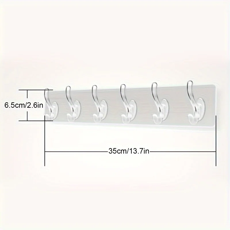 1Pcs Six Linked Hooks, Adhesive Row , Transparent Seamless, Oilproof Waterproof image 5