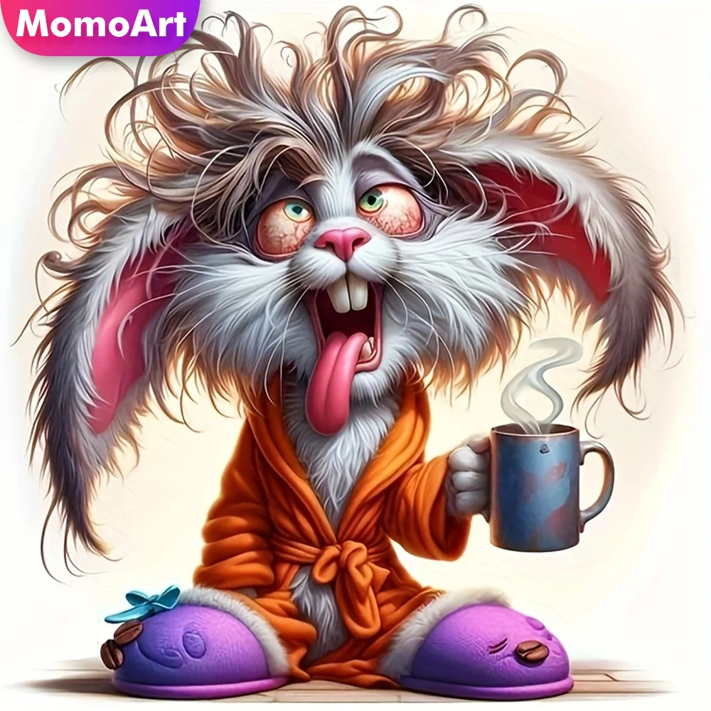 Momoart Hasen-Diamant-Mosaik Tier-Kreuzstich-Set DIY Diamantmalerei Cartoon-Bild Strasssteine Neuerscheinung Handarbeit
