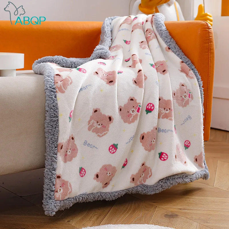 Pet Blanket Soft Thickened Plush Dog Blanket Warm Comfortable Pet Bed Mat Cartoon Cute Cat Dog Sleeping Blankets Pet Supplies