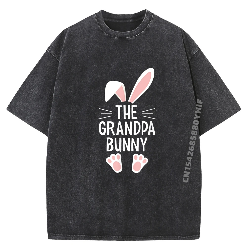 

Funny Printed Tshirt The Grandpa Bunny Hiphop Streetwear Graphic Tees Mens Oversized Washed Shirt Daily Wear