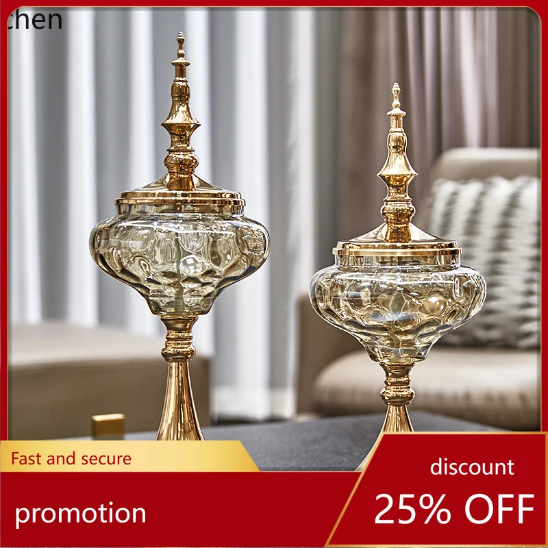 

HT Metal Glass Candy Jar, Tall Sealed Storage Jar, Vase, Table Centerpiece, Home Decoration