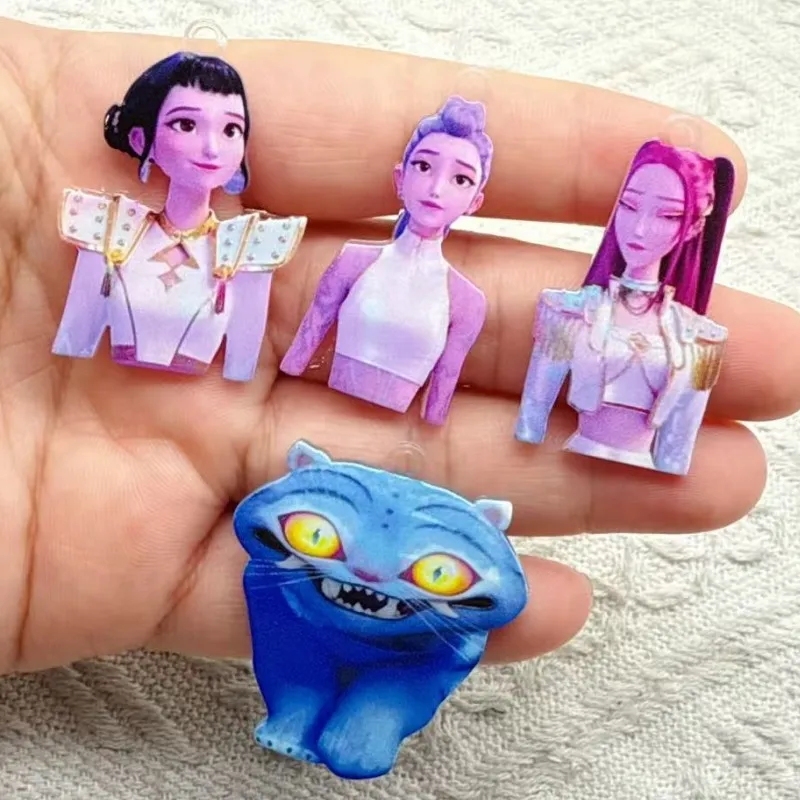 

8pcs KPop Demon Hunters Derpy Tiger Acrylic Keychain Pendants, Huntrix Girls Anime Charms for DIY Earrings Bag Accessories Phone