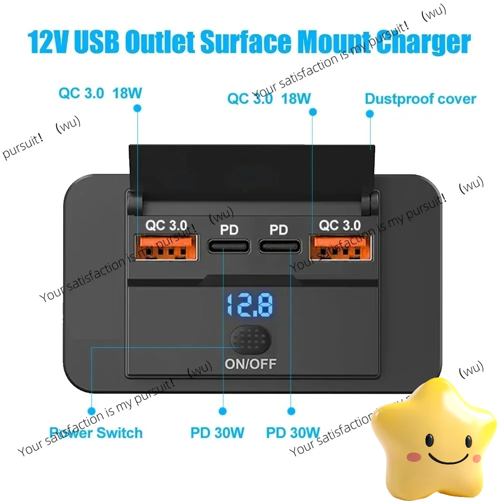 ZOCI-Car charger plug adapter with switch, 2-4 port charging distributor, for output of bus, RV, ATV, truck, 12V, 24V, PD, QC3.0