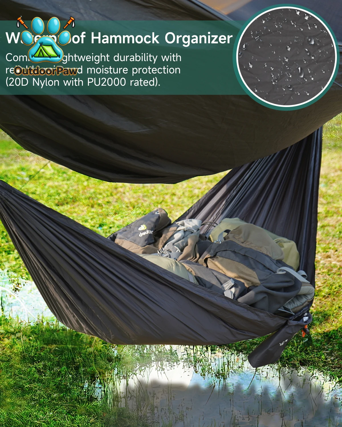 Compact Storage Organizer for Camping Hammocks Waterproof Camping Gear Storage Portable Hammock Accessory for Hiking Backpacking