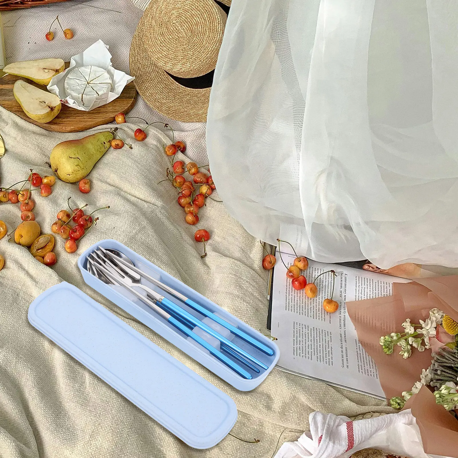 3Pcs Stainless Steel Cutlery Set Rustproof Dishwasher Safe Portable Flatware with Stylish Carry Case for Travel Camping Hiking view 3
