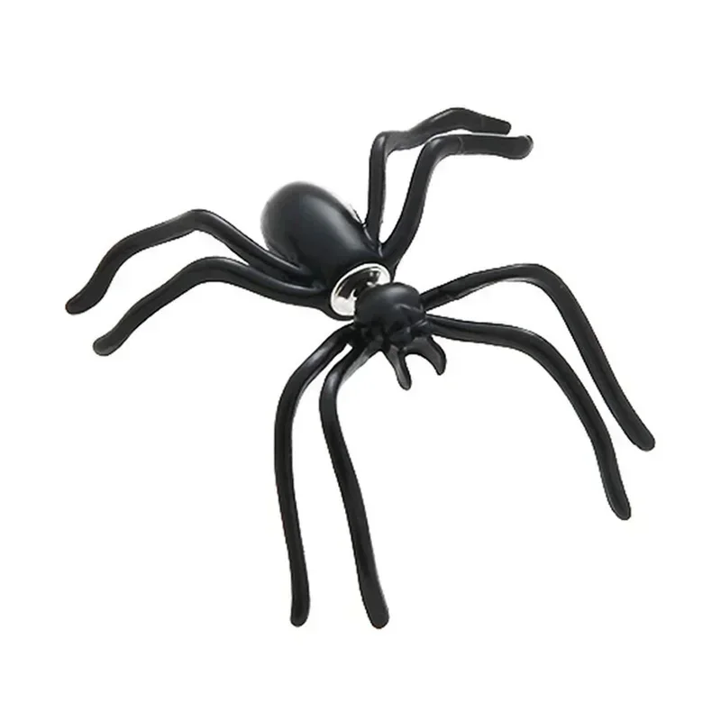 Delysia King 1pcs Girl Funny Halloween Punk Front and Back Spider Earring Women Exaggeration Trickery Ear Stud