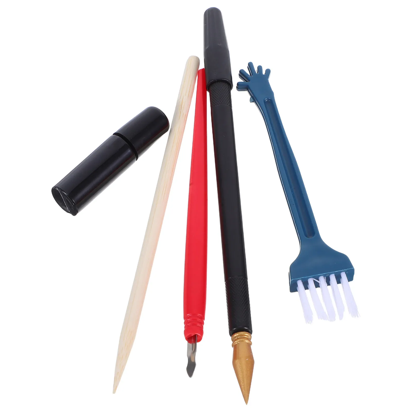 5Pcs Scratch Detail Pens Set Ergonomic Wooden Craft Pens for Paper Scratch Drawing Painting DIY Color Craft Scratchboard Tools