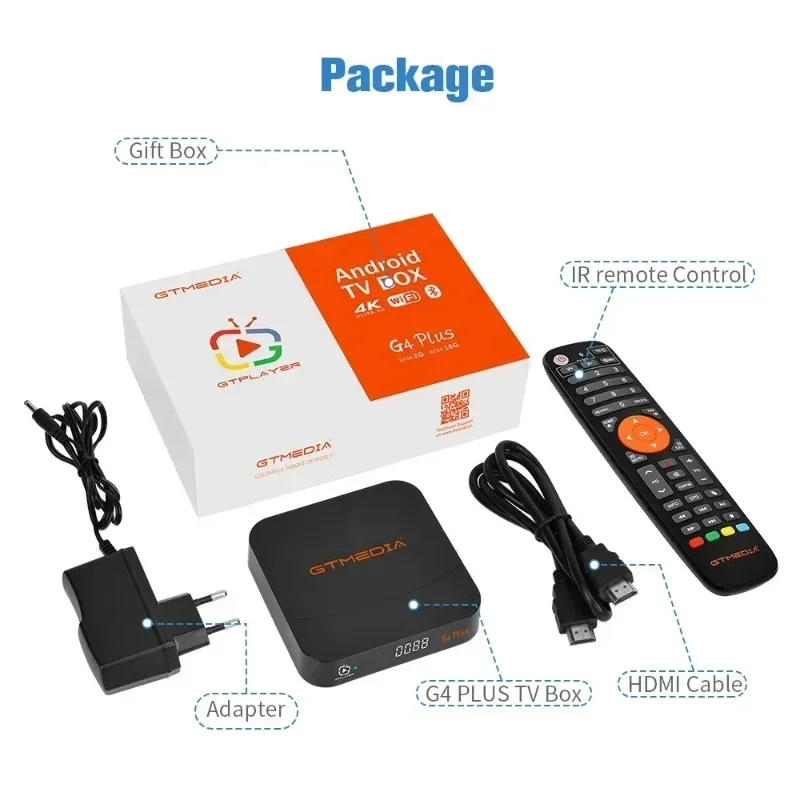 Gtplayer tv g4 plus/g1 4k h.265/vp9 ، android 11 ، amlogic s905w2 ، 2gb + 16gb ، wifi box المدمج