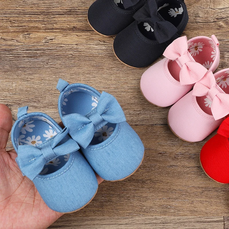 Children Baby Girls Shoes Retro Flower Print Bowknot Design Kid Footwear  Casual Comfortable Non-Slip Spring Summer Toddler Shoe