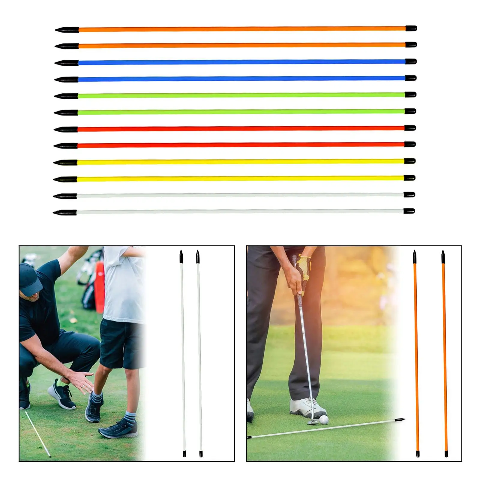 2x Golf Alignment Sticks Golf Training Equipment for Exercise Aiming Putting