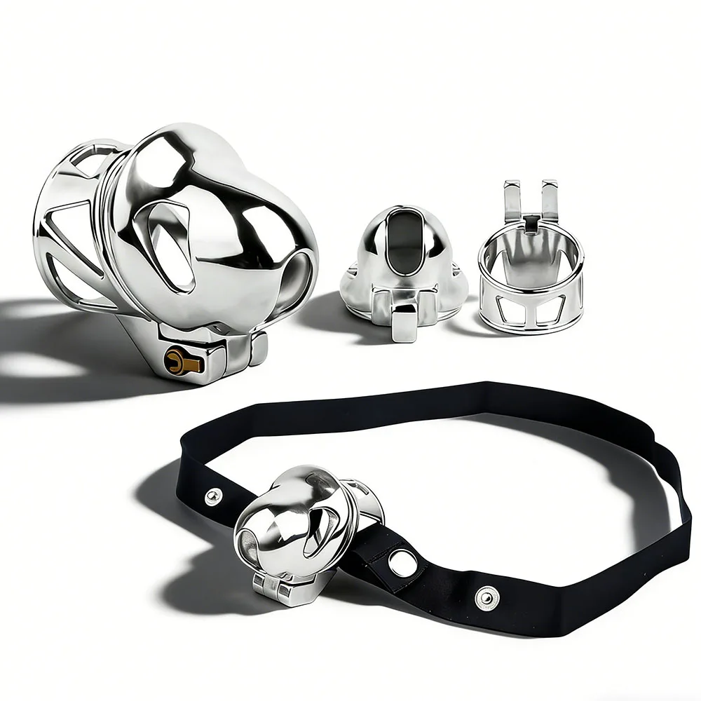 FRKO Stainless Steel Micro Glans Male Chastity Cage With 9 Size Invisible Penis Lock Rings SM Belt Advanced Player Sex Toys Men