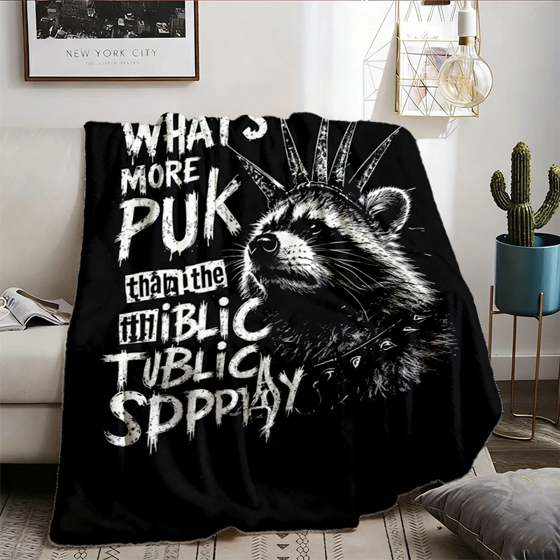 What's More Punk Than The Public Library Flannel Blanket, Raccoon Librarian Throw, Book Lover Gift