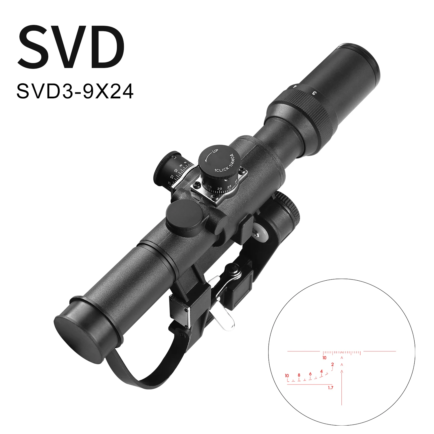 SVD 3-9X24 Hunting Rifle Scope Spotting Tactical RiflesScope Optical PCP Air Gun Airsoft Sight Strongly Shock Proof Collimator