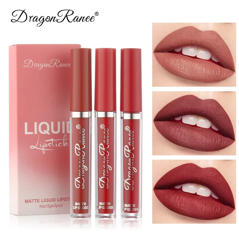 3PCS Lipsticks Set Korean Make Up Women Beauty Cosmetics Matte Lipsticks Waterproof Long Lasting Professional Lip Makeup