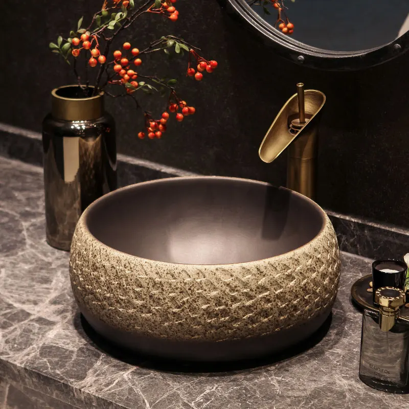 China Painting bird and flower Ceramic Sinks Counter Top Wash Basin vanities Bathroom Sink vessel wash basin ceramic bowl