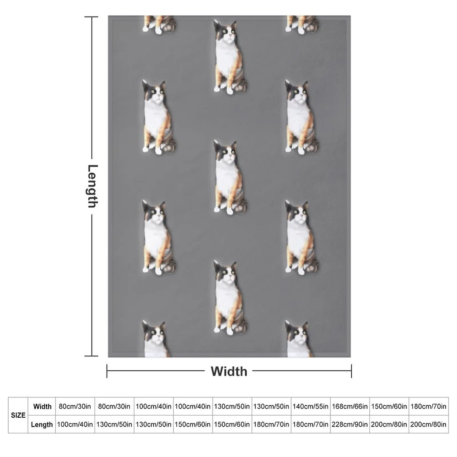 Calico Cat Throw Blanket couch cozy soft plush fuzzy picnic outdoor blanket