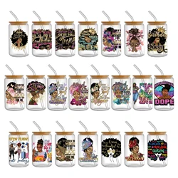 Personalize Black Girls UV DTF Sticker For 16oz Cups Wrap Transfer Sticker Custom Labels DIY Logo Selfadhesive Waterproof