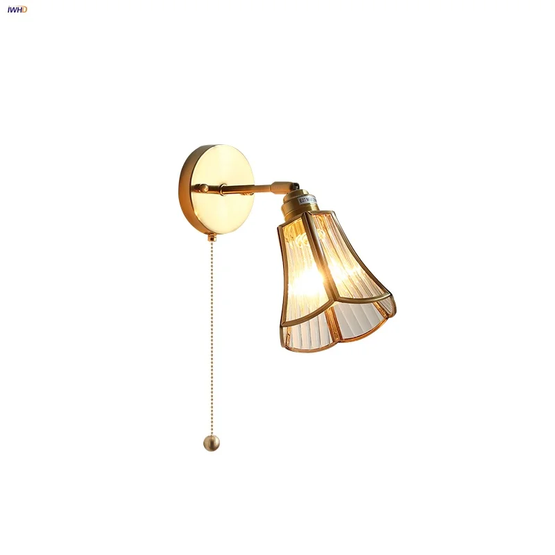 

IWHD Nordic Modern LED Wall Lights Bedroom Dining Room Coffee Bedside Lamp Sconce Rotate Pull Chain Switch Stair Light Wandlamp