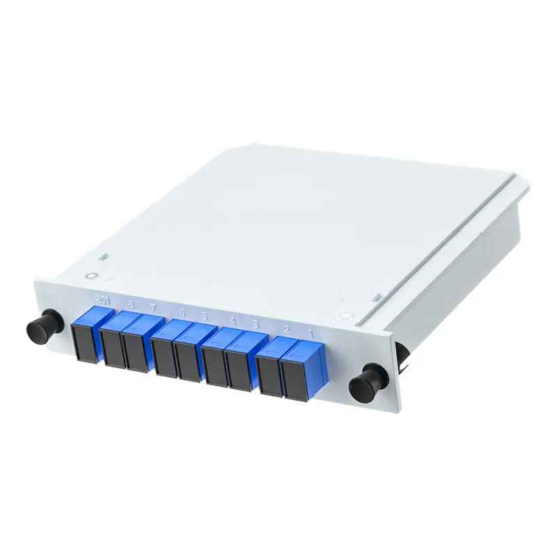 فاصل الألياف الضوئية FTTH PLC صندوق الفاصل 1-2 1-4 1-8 1-16 SC UPC كاسيت المكونات في نوع مستو الدليل الموجي البصري