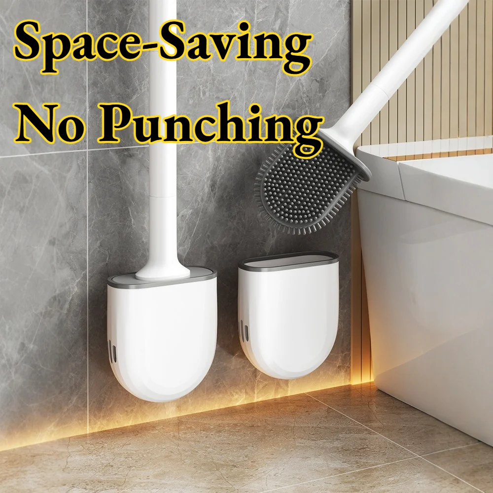 

Щетка для унитаза, бытовая, для ванной комнаты, без труднодоступных мест, без сверления, силиконовая, настенная, высокоэффективный инструмент для уборки, плотная щеточная головка