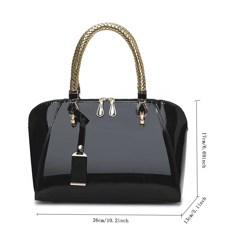 

Ladies' handbag PU material makeup bag shiny surface zipper closure perfect for attending various banquets and weddings