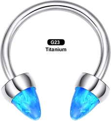 VOJO Titanium Septum Eyebrow Rings Opal Horseshoe Nose Ring Piercing Jewelry for Tragus Helix Tongue with Ball Lip Rings