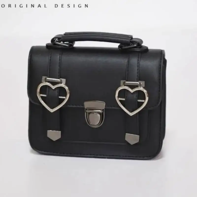 Bloom Japanese Bow Black Messenger Bag Women JK Uniform Handle Square Crossbody Ladies Vintage Lolita Shoulder Bags