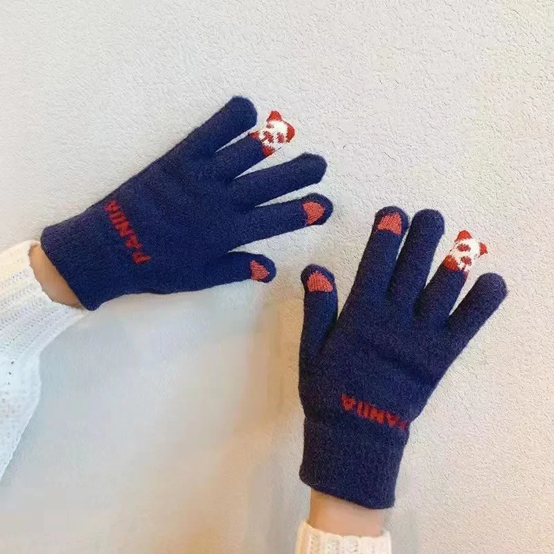 Перчатки для набора текста, теплые плюшевые зимние женские перчатки для катания на велосипеде с сенсорным экраном, кончики пальцев, нескользящие эластичные уличные перчатки