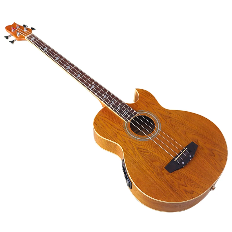 Stock 43 Inch 4 Strings Electric Acoustic Bass Guitar Ashwood Body Cutaway Design Folk Guitar With Flaw With EQ Bag