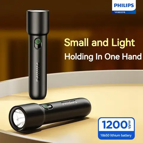 Philips 2025 New EDC Portable Flashlight Rechargeable LED Flashlights for Defensa Personal Self Defense Camping Hiking