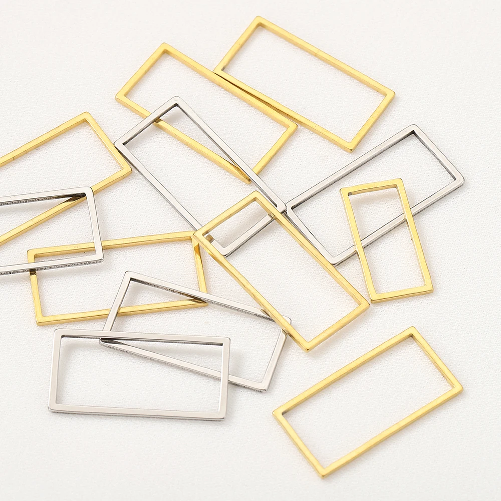 

20pcs Stainless Steel Rectangle Frame Charms Pendants for Earrings Necklace DIY Jewelry Making Accessories Supplies Wholesale